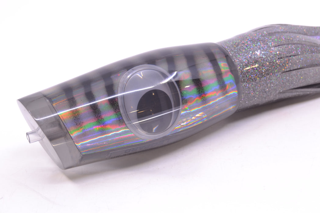 Big T Lures Smoke Rainbow Pearl Black Striped Back Leopard 12" 10.7oz Skirted Silver/Purple GZE