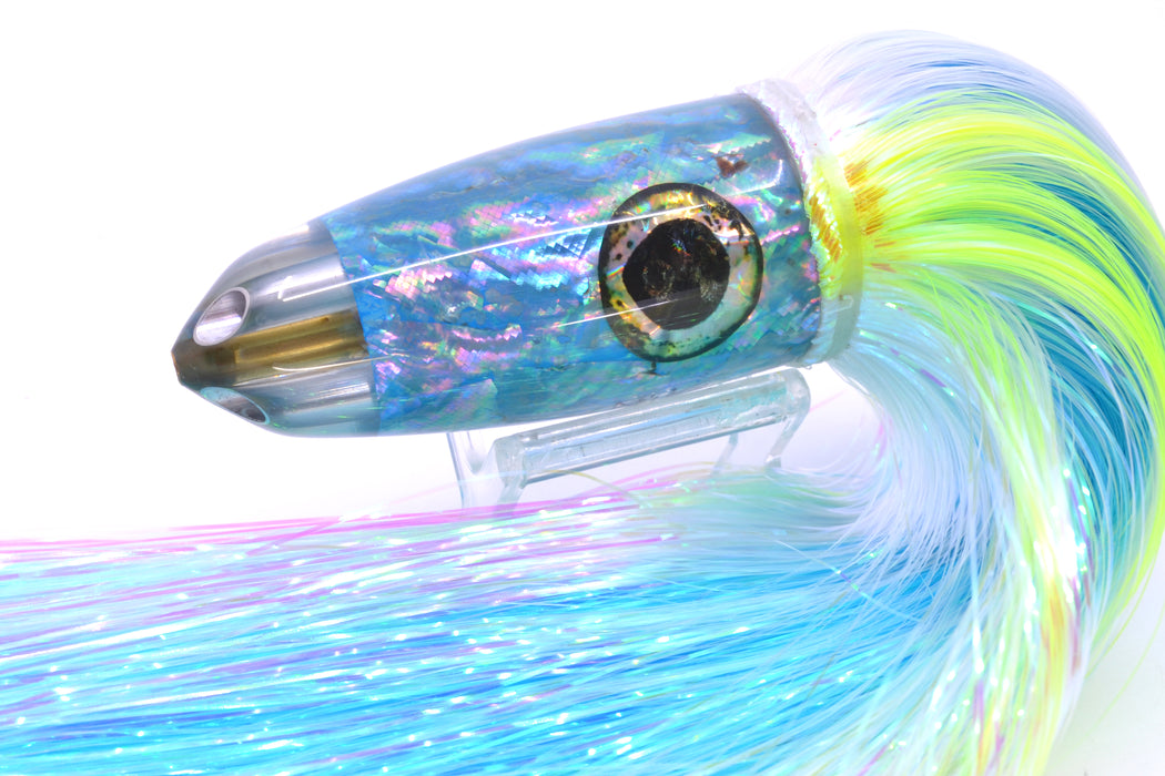 Ali'i Kai Lures Ice Blue Awabi Starburst Dreamliner Jet 12" 14.5oz EZ Flash White-Chartreuse Stripes