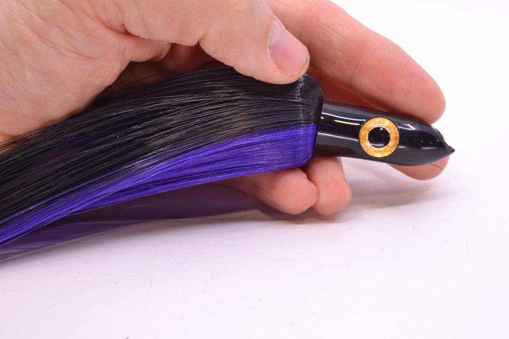 Iland Lures Black-Purple Hair Black Head Jr. Dredge Ilander 6.5" 1oz DJR455-BK/PL