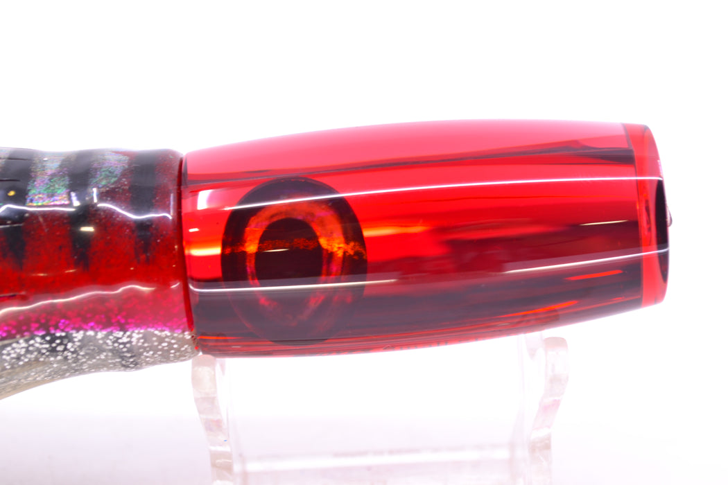Moyes Lures Red Mirrored Taxi Eyes Small Shotgun 9" 4oz Skirted Red Aurora GZE