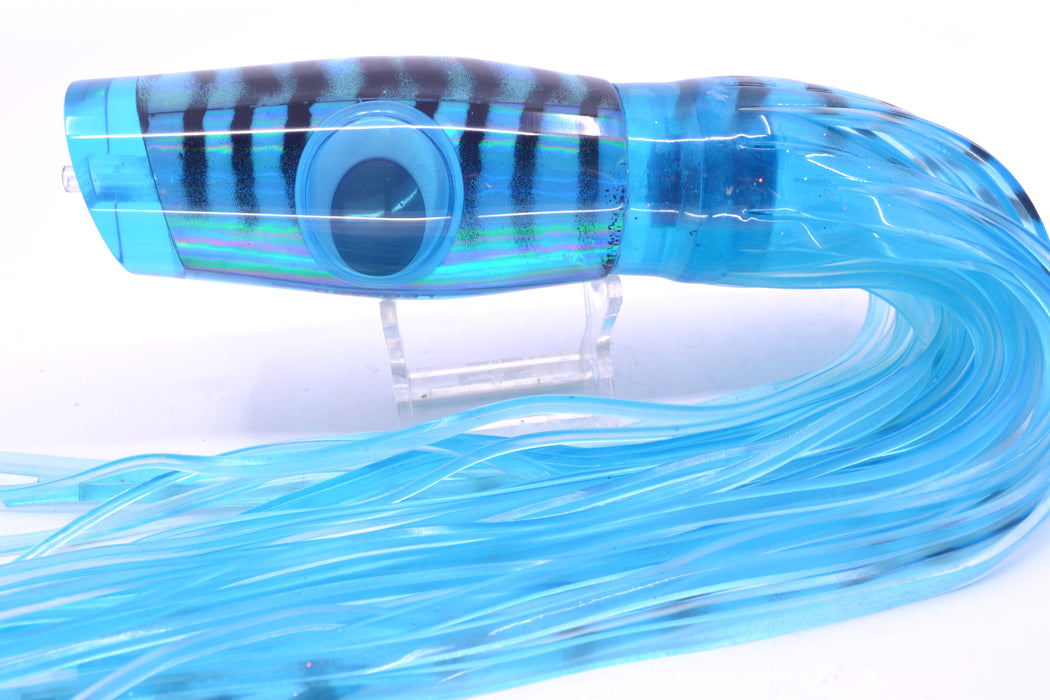 Big T Lures Ice Blue Rainbow Mackerel Leopard 12" 10.7oz Skirted Ice Blue with Black Stripes GZE