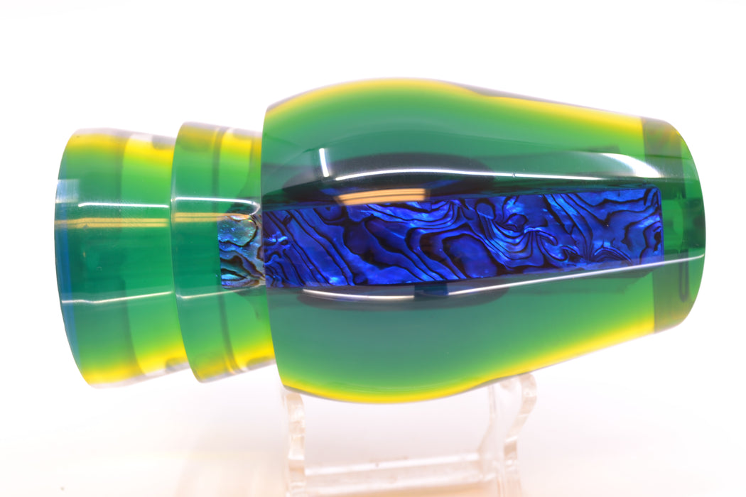 Moyes Lures Yellowfin Paua-MOP Blue-Yellow Back Taxi Eyes XL Sumo 16" 13oz
