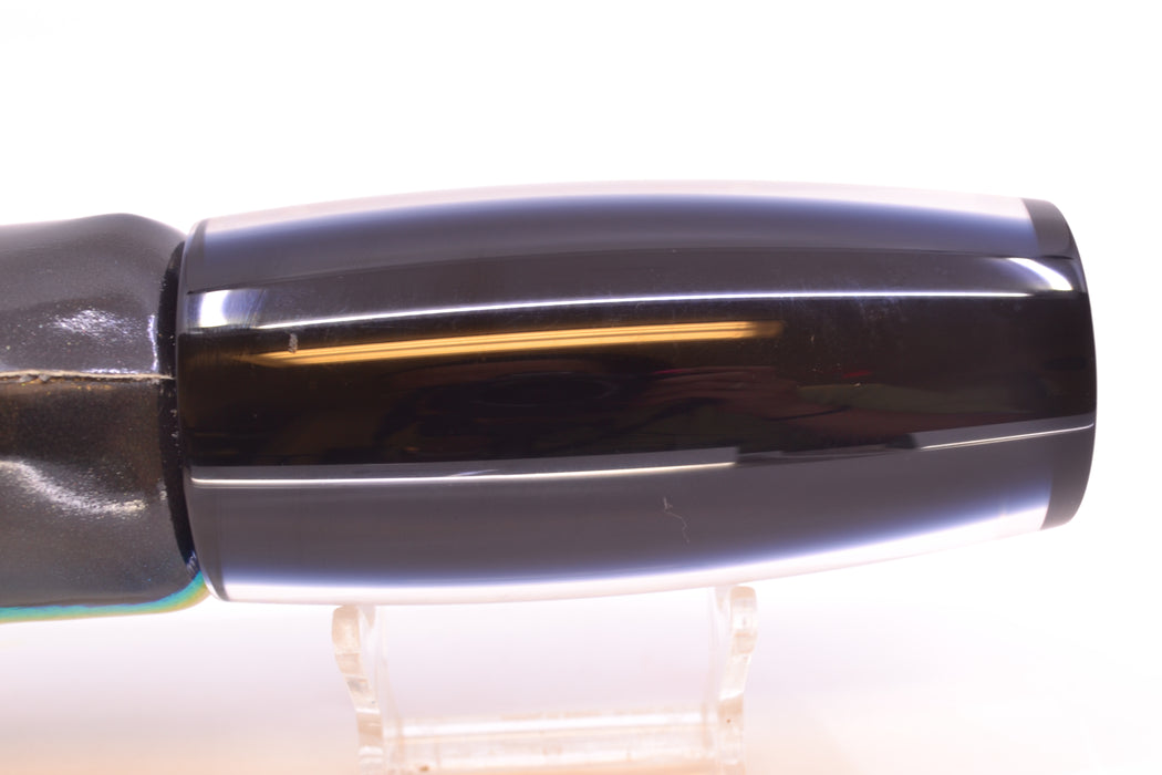 Moyes Lures Clear Mirrored Black Back Taxi Eyes XL Shotgun 14" 11oz FT Vinyl Yellowfin