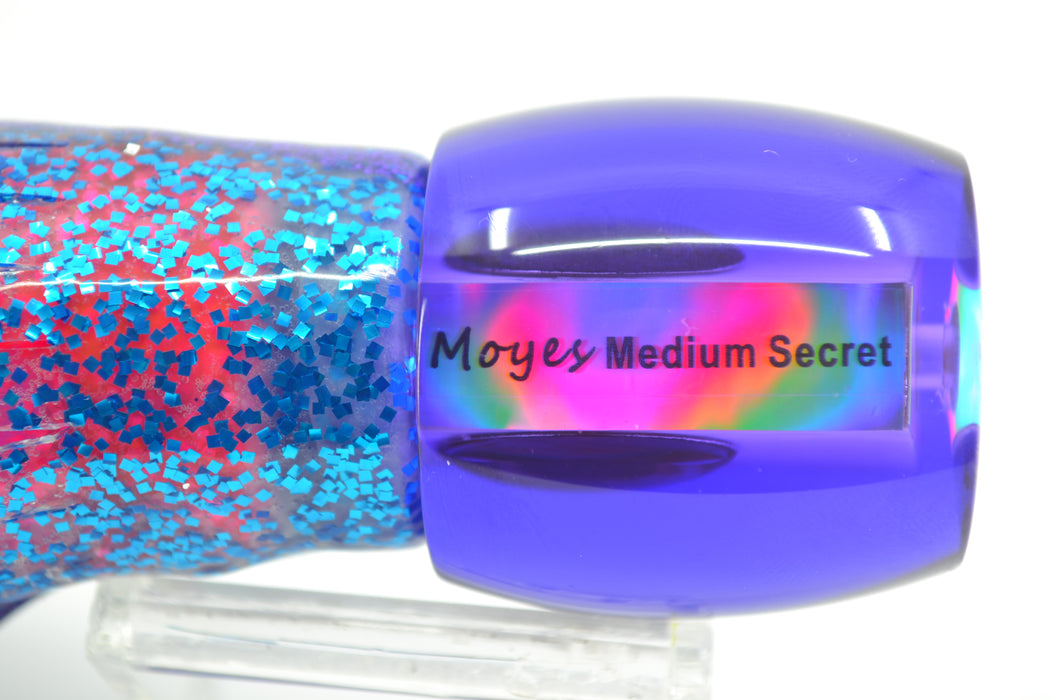 Moyes Lures Purple MOP Blue Back Medium Secret 10" 5oz Skirted Purple-Blue-Pink