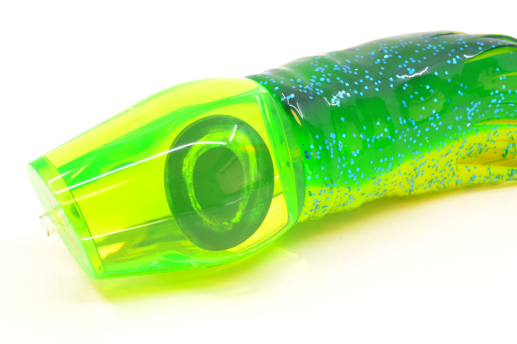 Moyes Lures Chartreuse Mirrored Taxi Eyes Large Sumo 14" 13.8oz Skirted Mahi