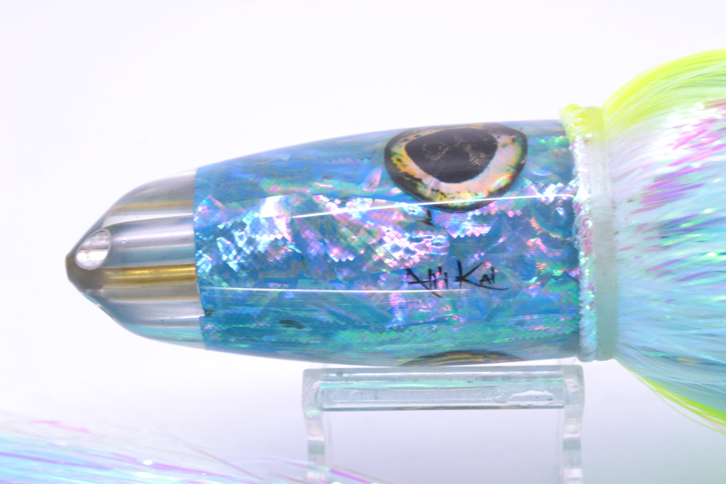 Ali'i Kai Lures Ice Blue Awabi Starburst Dreamliner Jet 12" 14.5oz EZ Flash White-Chartreuse Stripes