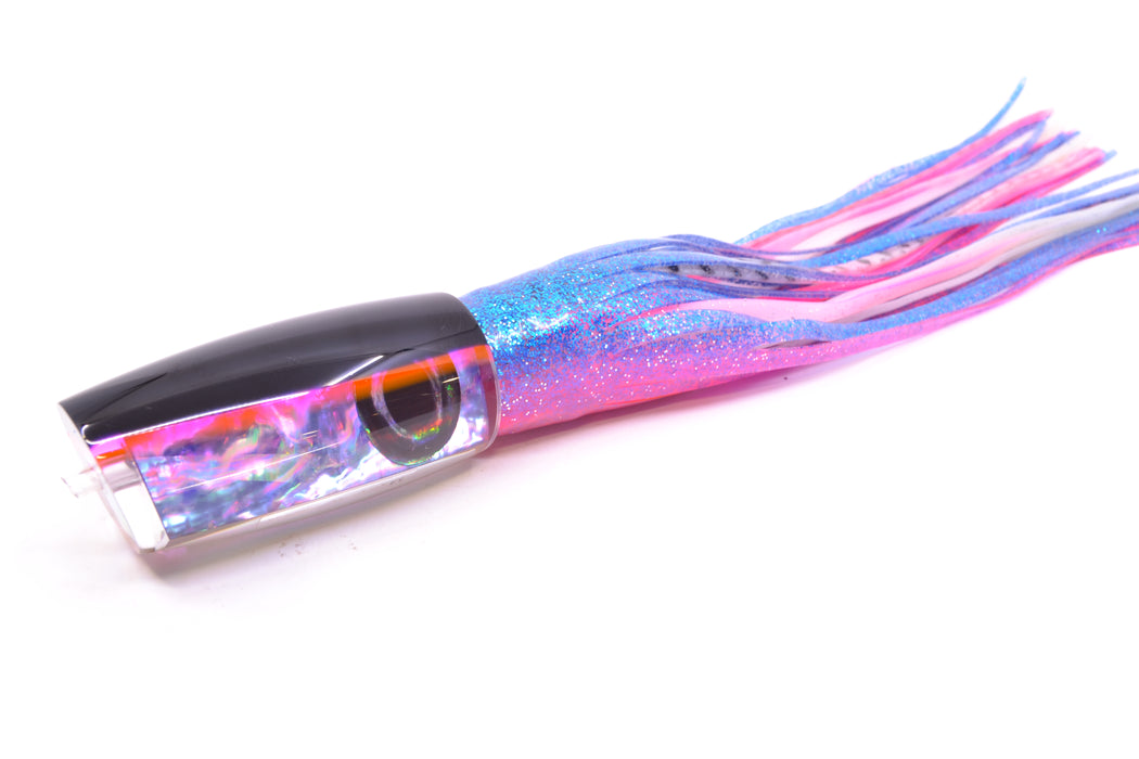 Moyes Lures Rainbow MOP Black-Pink Back Taxi Eyes Medium Plunger 12" 7.5oz Skirted