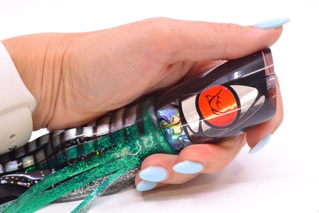 Bonze Lures Hydra Silver-Paua Fish Red Eyes Kraken 10" 8oz Skirted Green Aurora