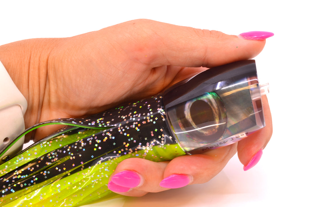 Moyes Lures Tahitian MOP Black Back Medium J-Boy 12" 7oz Skirted Magic Johnson