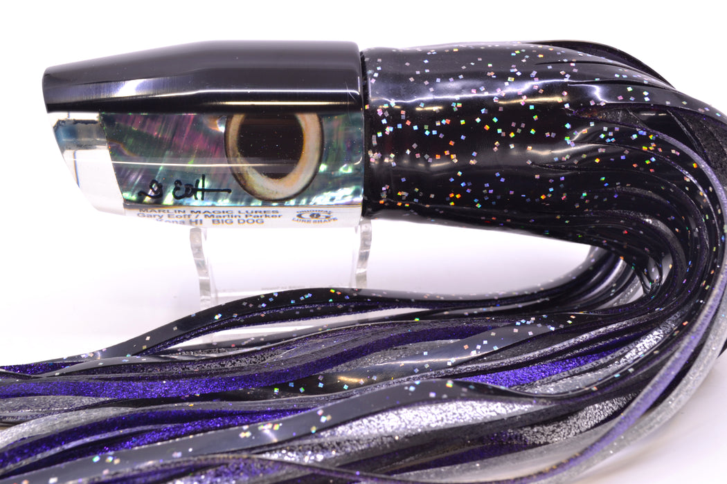 Marlin Magic Blue-Purple Abalone Black Back Taxi Eyes Big Dog 14" 12oz Skirted Black GZE