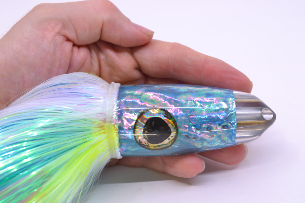 Ali'i Kai Lures Ice Blue Awabi Starburst Dreamliner Jet 12" 14.5oz EZ Flash White-Chartreuse Stripes