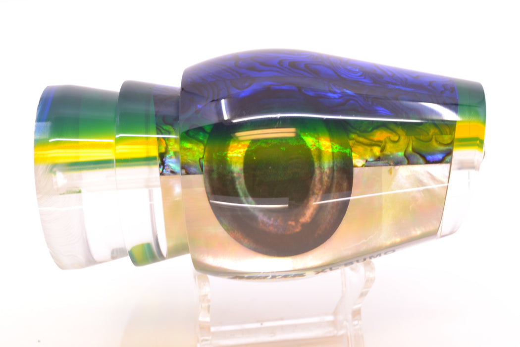 Moyes Lures Yellowfin Paua-MOP Blue-Yellow Back Taxi Eyes XL Sumo 16" 13oz