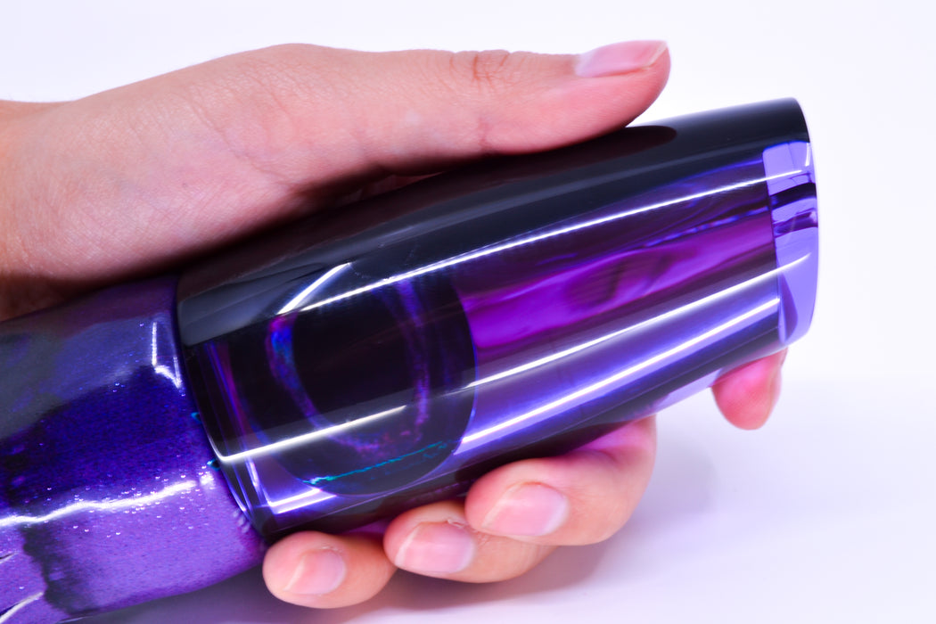 Moyes Lures Purple Mirrored Black Back Large Plunger 14" 11oz FT Vinyl Grape Juice