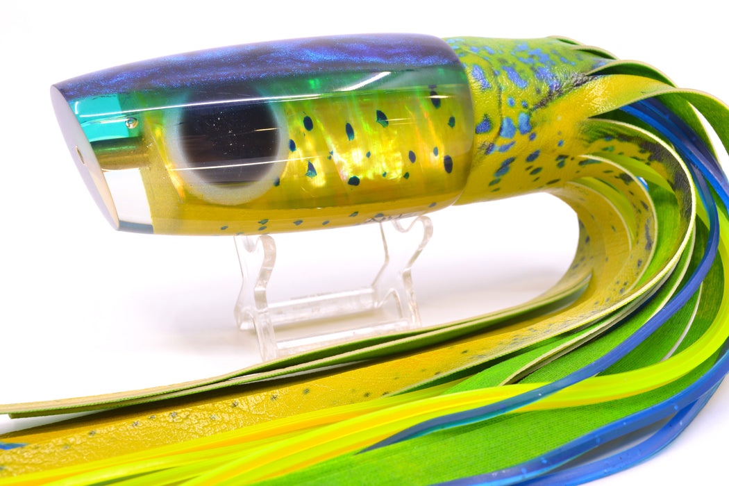 Ali'i Kai Lures Mahi MOP Blue-Green Chameleon Back Large Plunger 14" 10.5oz ALV Vinyl Mahi GZE