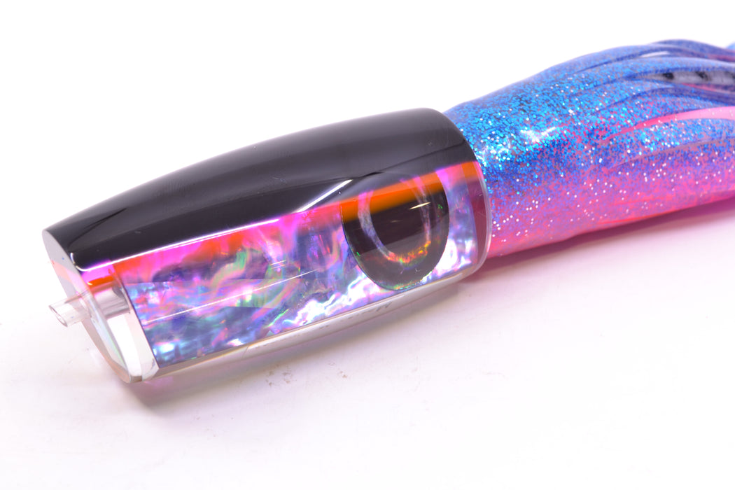 Moyes Lures Rainbow MOP Black-Pink Back Taxi Eyes Medium Plunger 12" 7.5oz Skirted