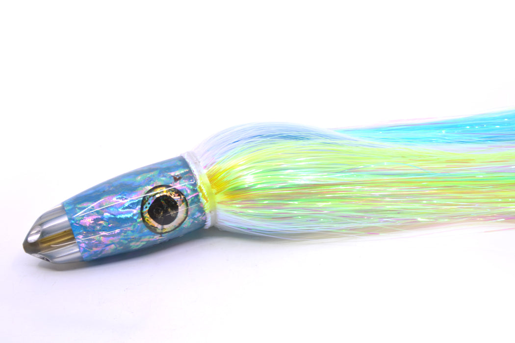 Ali'i Kai Lures Ice Blue Awabi Starburst Dreamliner Jet 12" 14.5oz EZ Flash White-Chartreuse Stripes