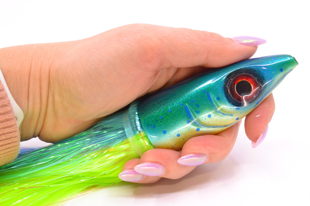 Tsutomu Lures Mahi Mahi Non-Jetted Kona Dragon 9"+ 8oz Strobez Ice Blue-Green