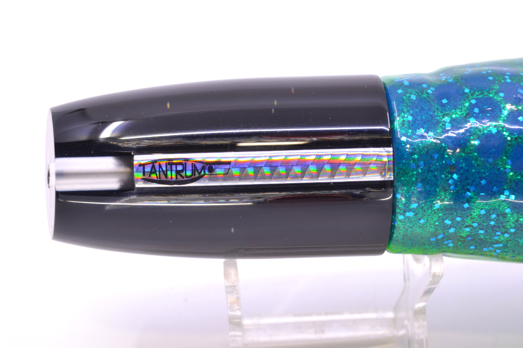 TANTRUM Lures Abalone Shell Black Back Large Plunger 12" 9.5oz Skirted Blue Dots-Black Dots