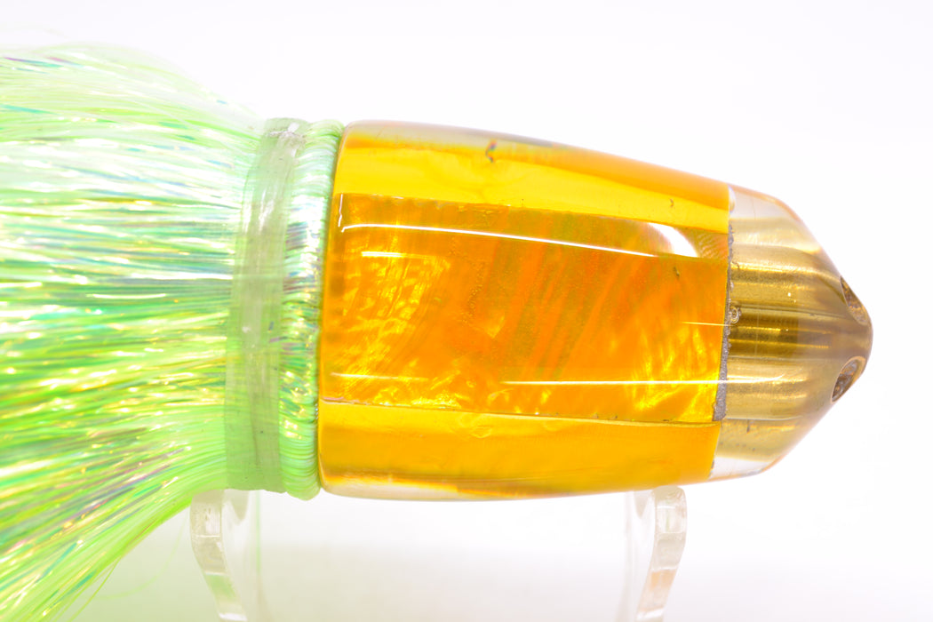 Koya Lures Yellow MOP 4-Hole Bullet 9"+ 7oz Flashabou Chartreuse/Yellow
