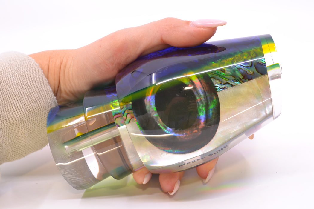 Moyes Lures Yellowfin Paua-MOP Blue-Yellow Back Taxi Eyes Sumo Teaser 22oz GZE