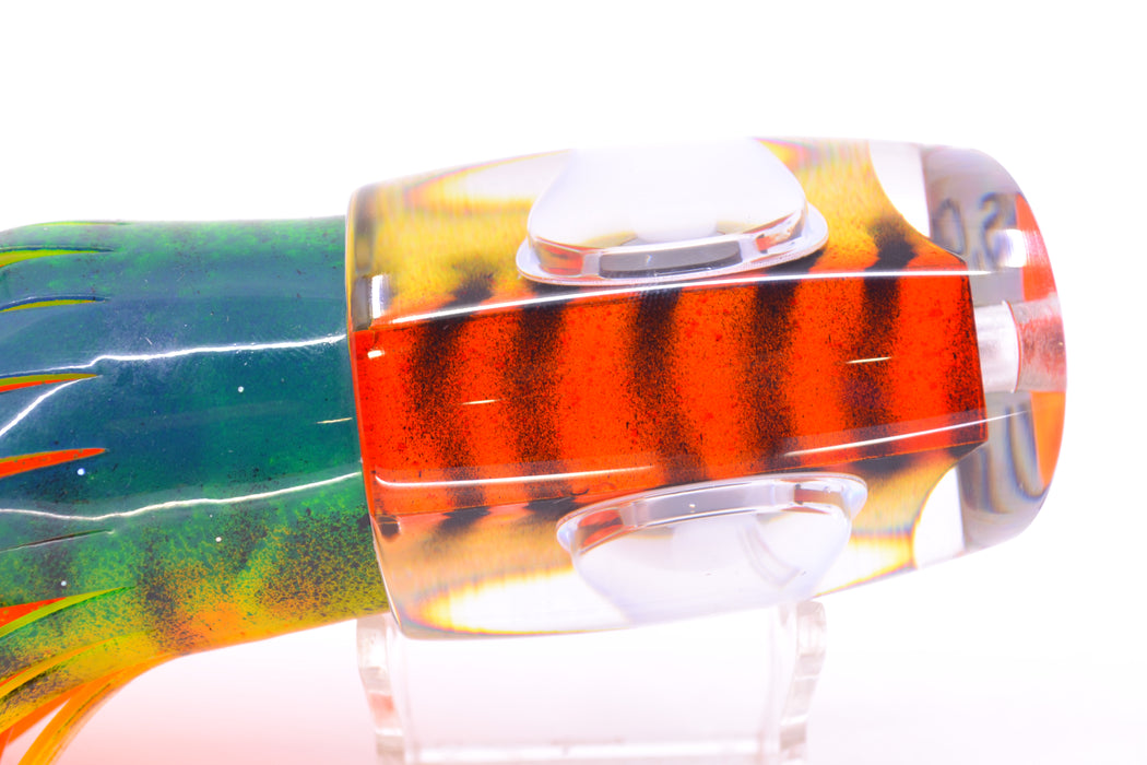 Big T Lures Orange-Yellow Pearl Black Striped Back Medium Zulu Impi 14" 11.5oz Skirted GZE