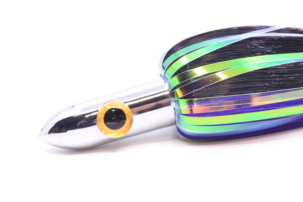 Iland Lures Black-Purple Flash Hair Chrome Head Heavy "Hawaiian Eye" Ilander 8.5" 4oz IL400HF-BK/PL