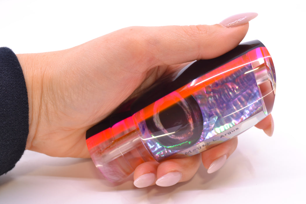 Moyes Lures Rainbow MOP Black-Pink Back Taxi Eyes Large Argus 14" 6.5oz