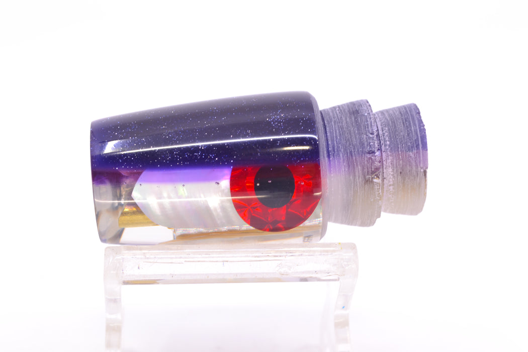 Coggin Lures White MOP Dark Purple-Purple Back 4-Hole Small Slant Bogie Invert 7" 2.5oz