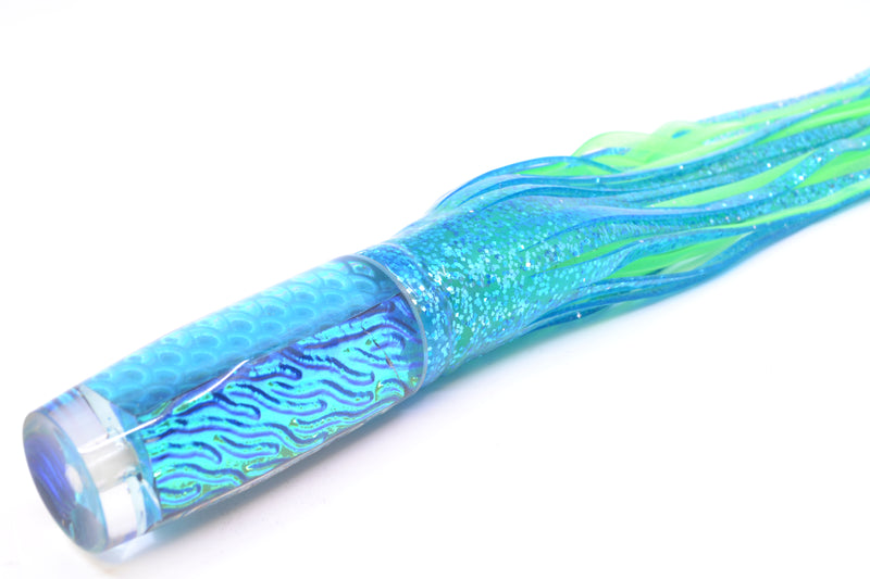 Marlin Magic Ice Blue-Akule Lava Ice Blue Rainbow Scale Wrap Medium Hard Head 9" 5oz Skirted Ice Blue/Green