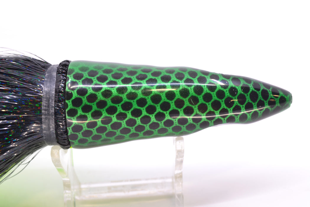 Tsutomu Lures Black Dot Back Green-Silver Non-Jetted Kona Dragon 9"+ 8oz Strobez