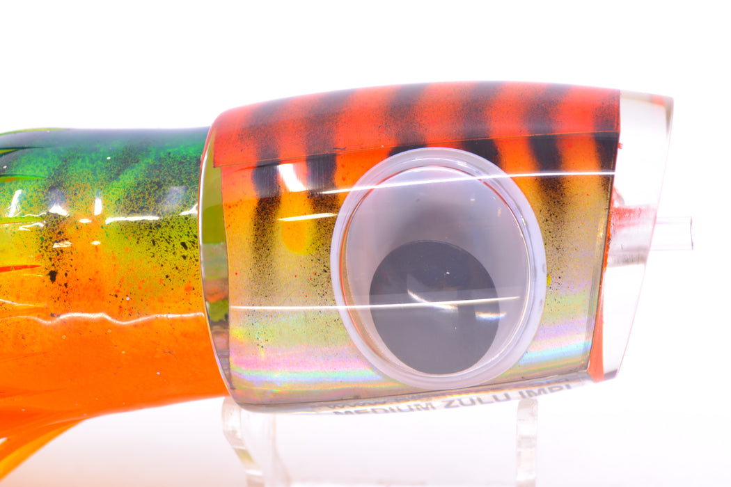 Big T Lures Orange-Yellow Pearl Black Striped Back Medium Zulu Impi 14" 11.5oz Skirted GZE
