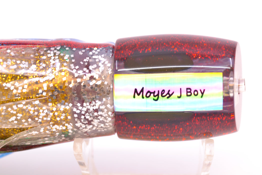 Moyes Lures Rainbow MOP Black-Red Back Taxi Eyes Medium J-Boy 12" 7oz Skirted Evil
