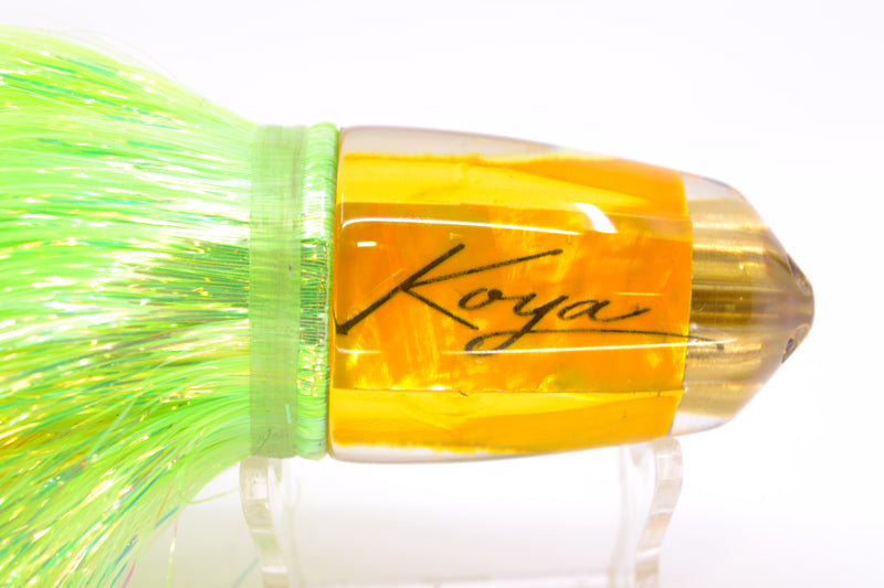 Koya Lures Yellow MOP 4-Hole Bullet 9"+ 7oz Flashabou Chartreuse/Yellow
