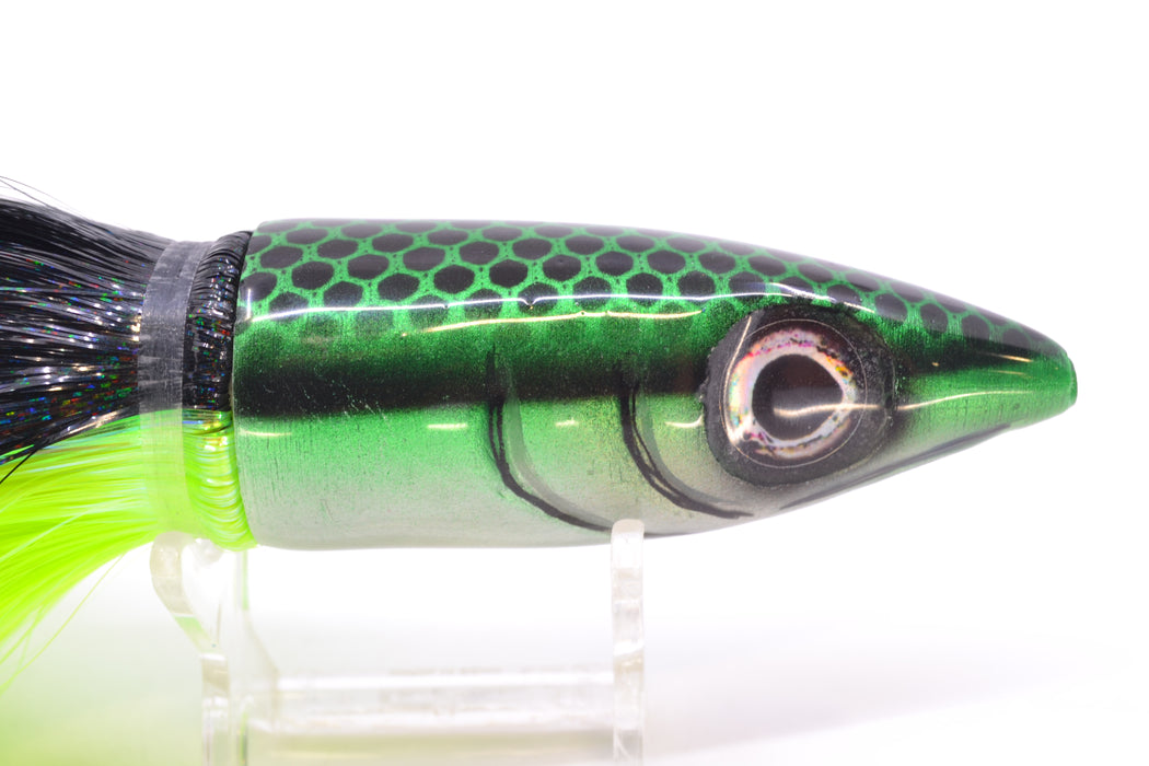 Tsutomu Lures Black Dot Back Green-Silver Non-Jetted Kona Dragon 9"+ 8oz Strobez