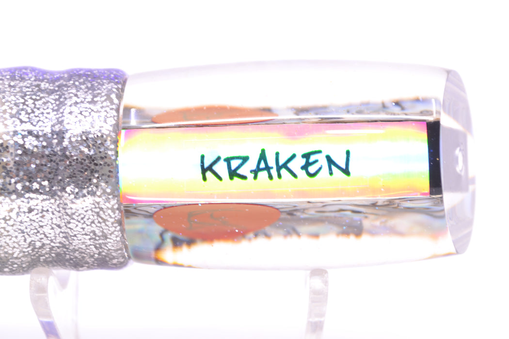 Bonze Lures Paua Shell Red Eyes Kraken 10" 8oz Skirted Purple-Silver/White