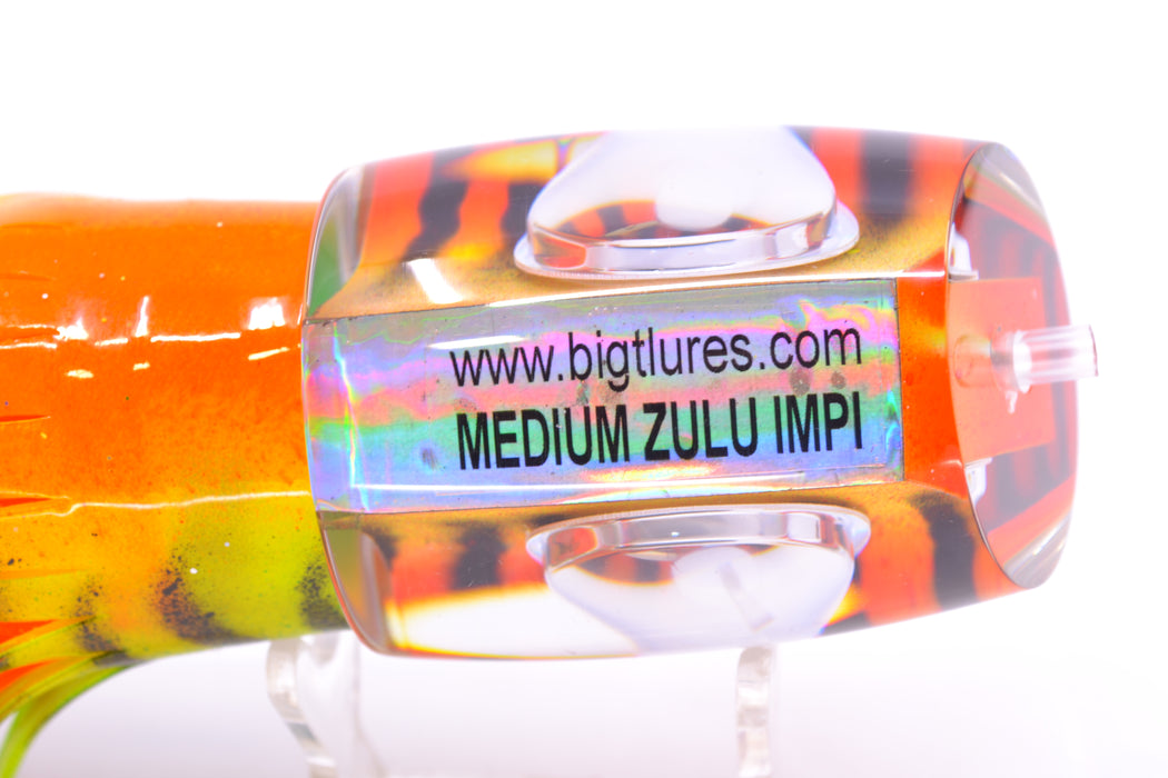 Big T Lures Orange-Yellow Pearl Black Striped Back Medium Zulu Impi 14" 11.5oz Skirted GZE