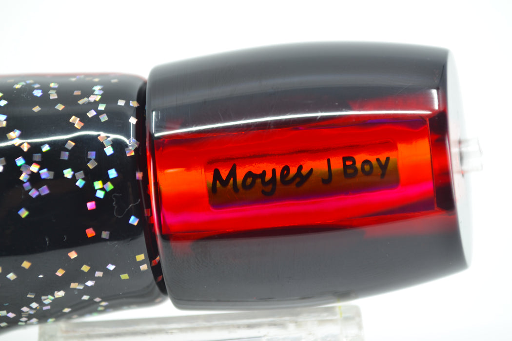 Moyes Lures Red Awabi Shell Black Back Medium J-Boy 12" 7oz Skirted Black-Red