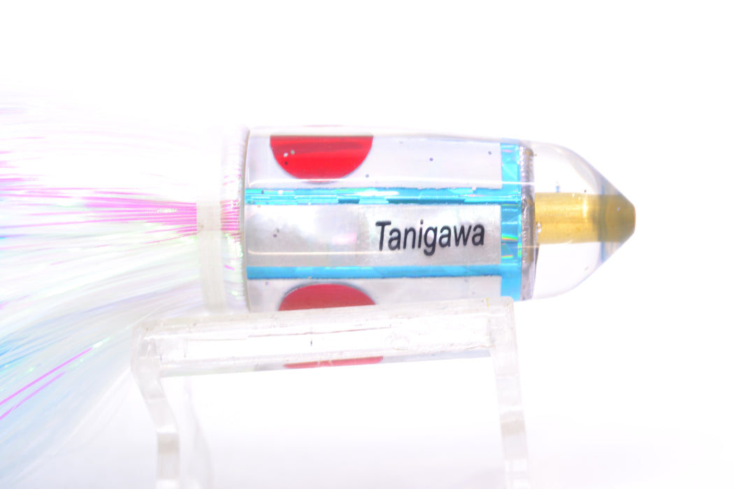 Tanigawa Lures White MOP Red Eyes Small Bullet 7" 3.2oz Strobez White/Ice Blue