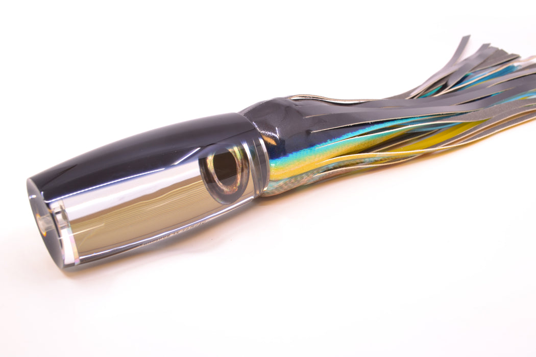 Moyes Lures Clear Mirrored Black Back Taxi Eyes XL Shotgun 14" 11oz FT Vinyl Yellowfin