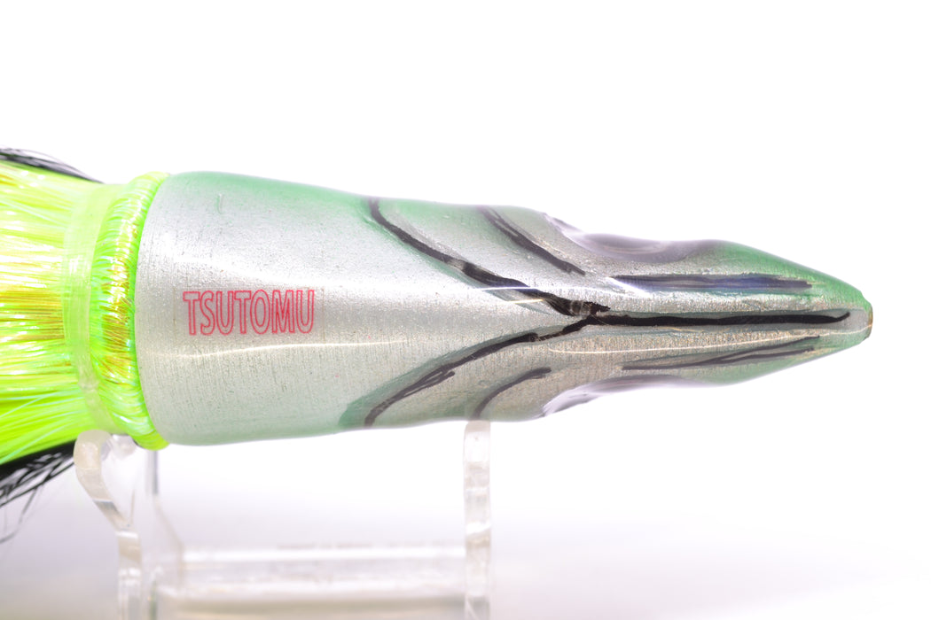 Tsutomu Lures Black Dot Back Green-Silver Non-Jetted Kona Dragon 9"+ 8oz Strobez