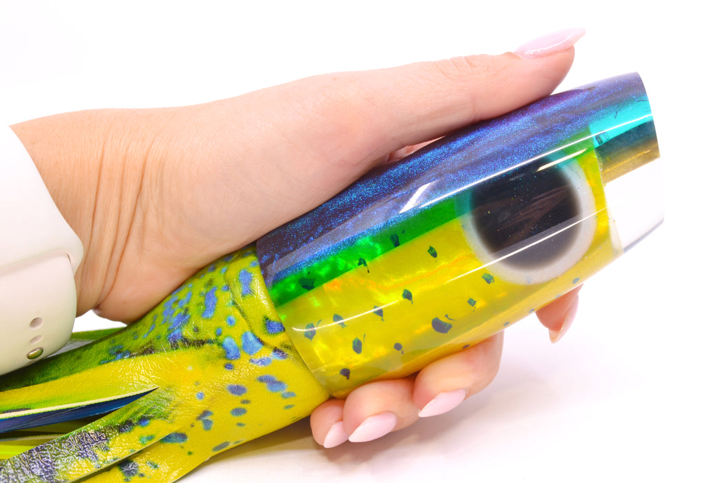 Ali'i Kai Lures Mahi MOP Blue-Green Chameleon Back Large Plunger 14" 10.5oz ALV Vinyl Mahi GZE