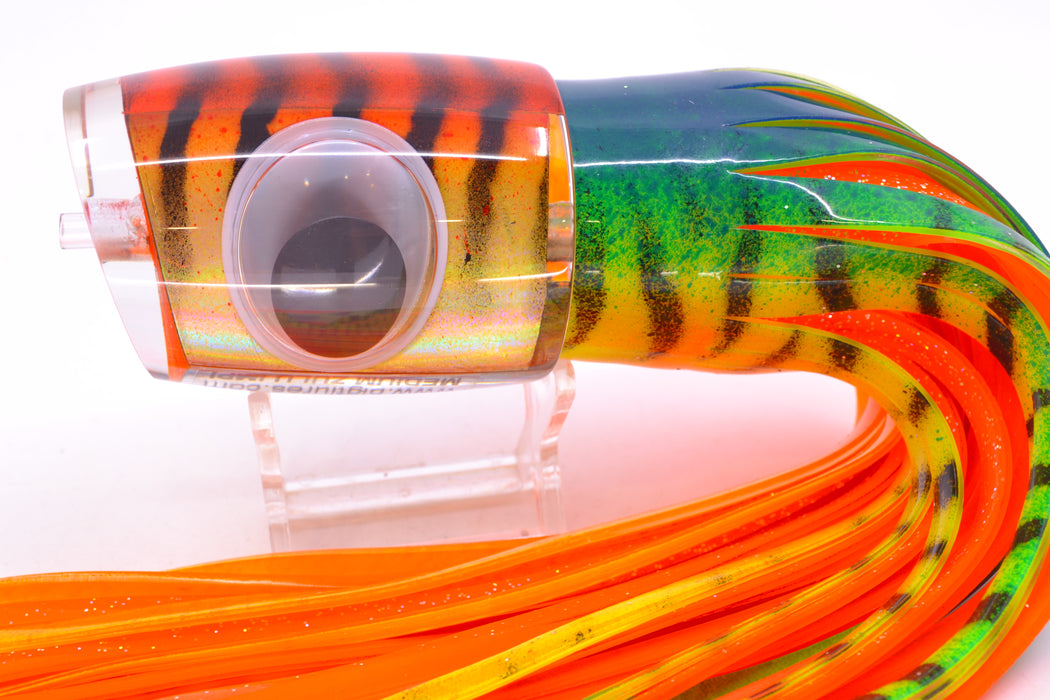 Big T Lures Orange-Yellow Pearl Black Striped Back Medium Zulu Impi 14" 11.5oz Skirted GZE