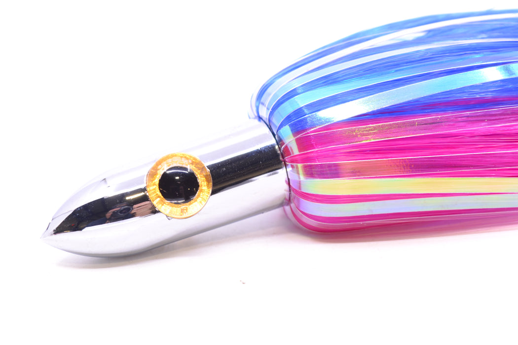 Iland Lures Blue-Pink Flash Hair Chrome Head Heavy "Hawaiian Eye" Ilander 8.5" 4oz IL400HF-BL/PK