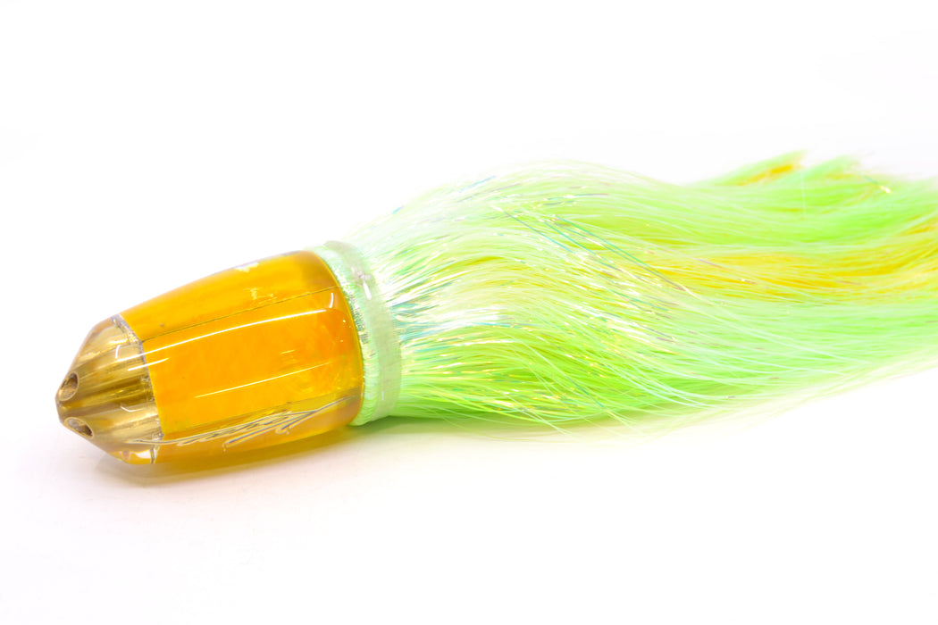 Koya Lures Yellow MOP 4-Hole Bullet 9"+ 7oz Flashabou Chartreuse/Yellow