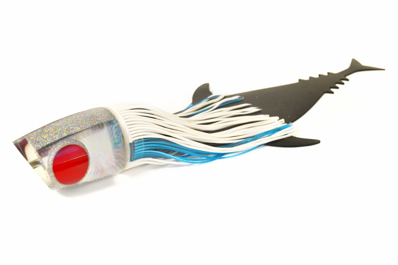 Koya Lures/Grander Marlin Tackle Silver XXL Poi Dog + D-Flap Teaser Combo White-Ice Blue GZE