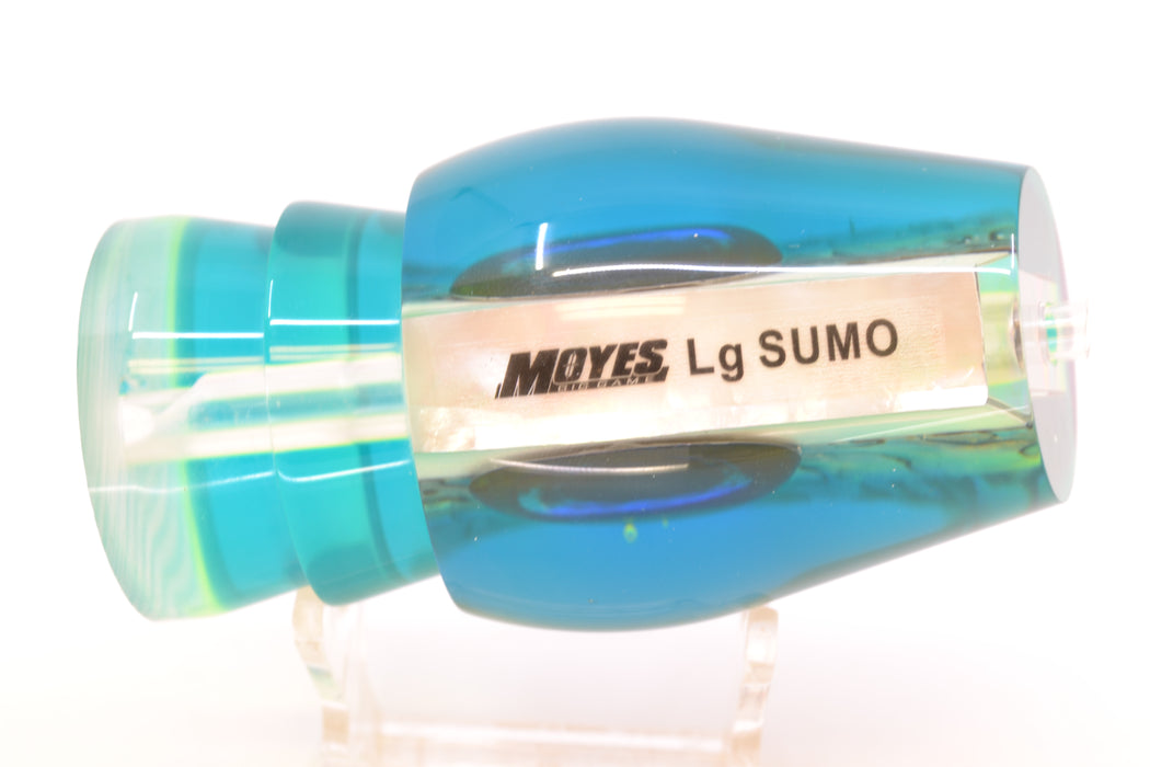 Moyes Lures Yellowfin Paua-MOP Blue-Yellow Back Taxi Eyes Large Sumo 14" 8oz