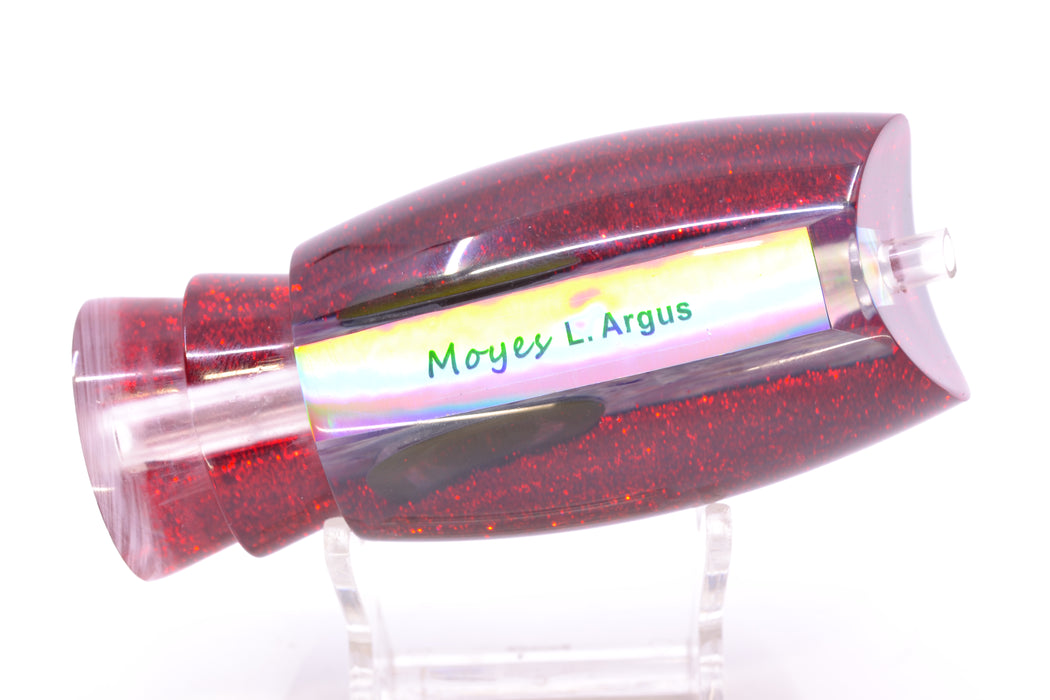Moyes Lures Rainbow MOP Black-Red Back Taxi Eyes Large Argus 14" 6.5oz