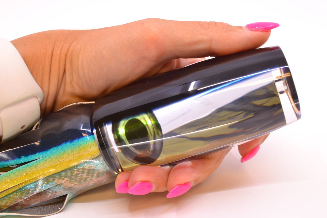 Moyes Lures Clear Mirrored Black Back Taxi Eyes XL Shotgun 14" 11oz FT Vinyl Yellowfin