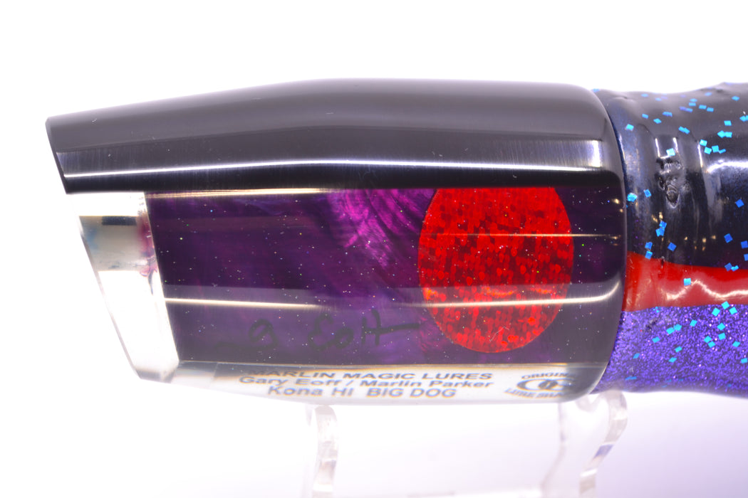 Marlin Magic Purple MOP Black Back Red Eyes Big Dog 14" 12oz Skirted Black & Blue Bars GZE