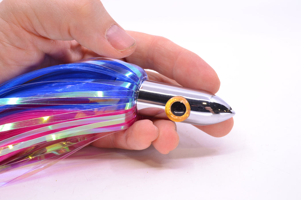 Iland Lures Blue-Pink Flash Hair Chrome Head Heavy "Hawaiian Eye" Ilander 8.5" 4oz IL400HF-BL/PK